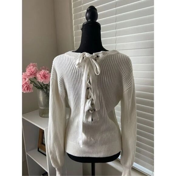 Philosophy 100% Cotton Cable Knit Sweater with Tie Back Detail, Size S - Picture 1 of 5